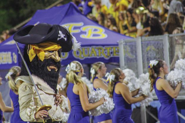Fernandina Beach mascot Skully pumped up students and fans during the 56-6 win Friday.