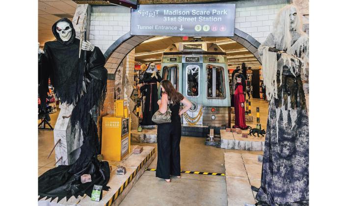 A customer walks into the tunnel entrance to Madison Scare Park 31st Street Station on Aug. 20 at the front entrance of Spirit Halloween in Yulee. Photo by Ashley Chandler/News-Leader