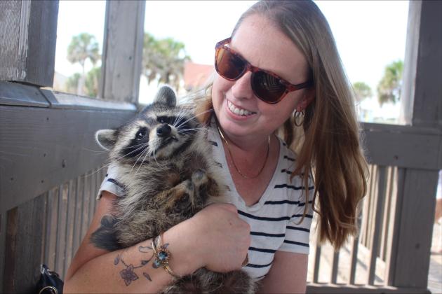 Kristen Littles holds her racoon, Crystal. By Marisa DeMar