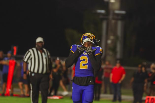 Aydin Poe reacts after the Indians’ missed extra point attempt in the fourth quarter. The Pirates ran out the clock to win 28-27.. Photo by Ashley Chandler/News-Leader