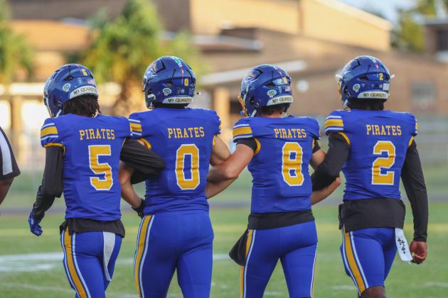 Pirate Captains before the game against the Fort White Indians in Week Four. Photo by Ashley Chandler/News-Leader