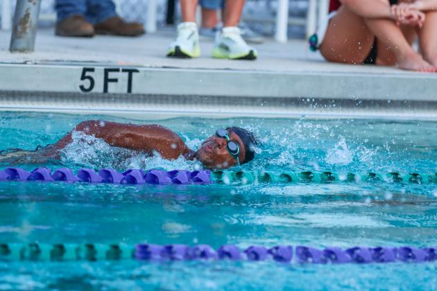 The Fernandina Beach swim team hosted the Nassau County Swim Jamboree on Aug. 28 at the Atlantic Recreation Center. The Pirates hosted the Yulee High School Hornets, West Nassau High School Warriors and the Hilliard Middle Senior School Red Flashes at the Thursday meet. Photo by Ashley Chandler/News-Leader