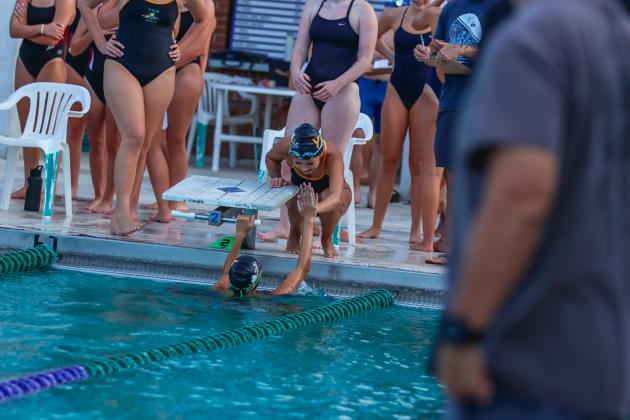 The Fernandina Beach swim team hosted the Nassau County Swim Jamboree on Aug. 28 at the Atlantic Recreation Center. The Pirates hosted the Yulee High School Hornets, West Nassau High School Warriors and the Hilliard Middle Senior School Red Flashes at the Thursday meet. Photo by Ashley Chandler/News-Leader