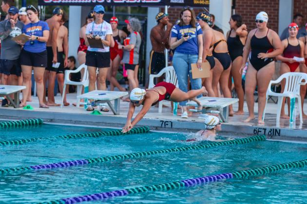 The Fernandina Beach swim team hosted the Nassau County Swim Jamboree on Aug. 28 at the Atlantic Recreation Center. The Pirates hosted the Yulee High School Hornets, West Nassau High School Warriors and the Hilliard Middle Senior School Red Flashes at the Thursday meet. Photo by Ashley Chandler/News-Leader