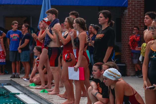 The Fernandina Beach swim team hosted the Nassau County Swim Jamboree on Aug. 28 at the Atlantic Recreation Center. The Pirates hosted the Yulee High School Hornets, West Nassau High School Warriors and the Hilliard Middle Senior School Red Flashes at the Thursday meet. Photo by Ashley Chandler/News-Leader