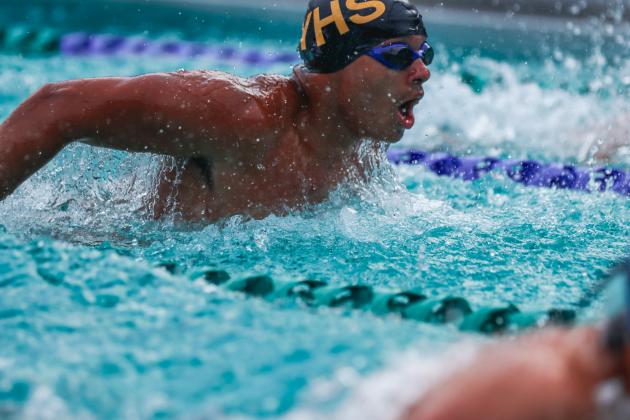 The Fernandina Beach swim team hosted the Nassau County Swim Jamboree on Aug. 28 at the Atlantic Recreation Center. The Pirates hosted the Yulee High School Hornets, West Nassau High School Warriors and the Hilliard Middle Senior School Red Flashes at the Thursday meet. Photo by Ashley Chandler/News-Leader