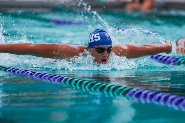 The Fernandina Beach swim team hosted the Nassau County Swim Jamboree on Aug. 28 at the Atlantic Recreation Center. The Pirates hosted the Yulee High School Hornets, West Nassau High School Warriors and the Hilliard Middle Senior School Red Flashes at the Thursday meet. Photo by Ashley Chandler/News-Leader