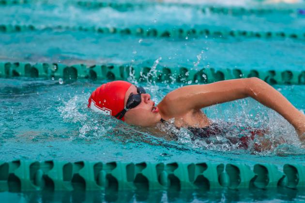 The Fernandina Beach swim team hosted the Nassau County Swim Jamboree on Aug. 28 at the Atlantic Recreation Center. The Pirates hosted the Yulee High School Hornets, West Nassau High School Warriors and the Hilliard Middle Senior School Red Flashes at the Thursday meet. Photo by Ashley Chandler/News-Leader