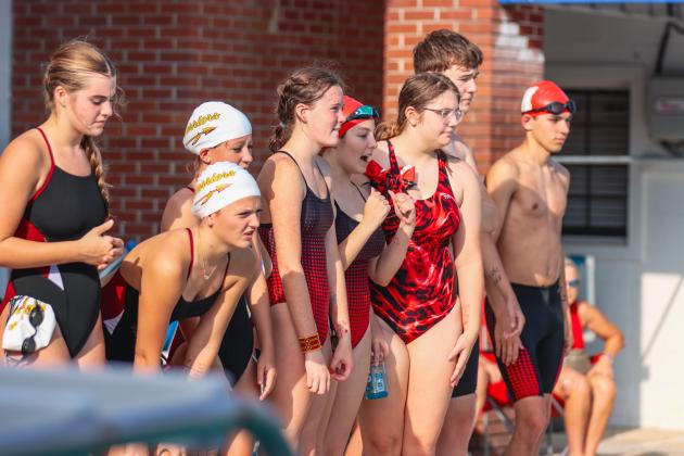 The Fernandina Beach swim team hosted the Nassau County Swim Jamboree on Aug. 28 at the Atlantic Recreation Center. The Pirates hosted the Yulee High School Hornets, West Nassau High School Warriors and the Hilliard Middle Senior School Red Flashes at the Thursday meet. Photo by Ashley Chandler/News-Leader