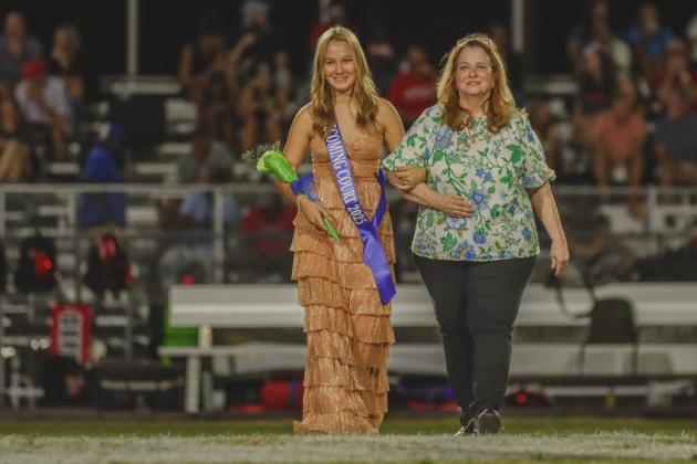 Pirate Homecoming Court during halftime. Photo by Ashley Chandler/News-Leader