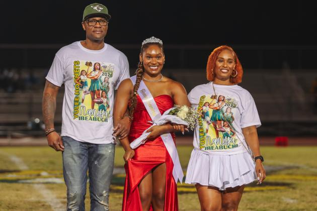 Senior homecoming court was made up of four princesses, four princes and a king and queen. Senior court: Nariya Ibeabuchi; Kyla Dille; Myka Gray; Autumn Graham; Deborah Hoffman; Corbin Fletcher; Calvin McCardell; Rodel Barnes; Kenny Schweitzer; and Lincoln Brehmer. Rodel Bagnes was crowned king and Myka Gray was crowned queen. Princes and princesses with their escorts at Friday’s YHS football game. Photo by Ashley Chandler/News-Leader