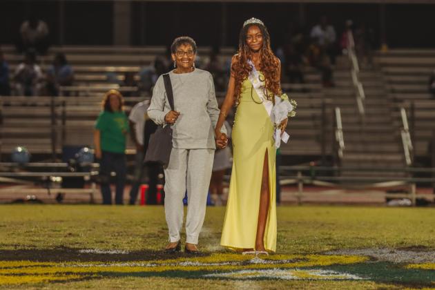 Senior homecoming court was made up of four princesses, four princes and a king and queen. Senior court: Nariya Ibeabuchi; Kyla Dille; Myka Gray; Autumn Graham; Deborah Hoffman; Corbin Fletcher; Calvin McCardell; Rodel Barnes; Kenny Schweitzer; and Lincoln Brehmer. Rodel Bagnes was crowned king and Myka Gray was crowned queen. Princes and princesses with their escorts at Friday’s YHS football game. Photo by Ashley Chandler/News-Leader