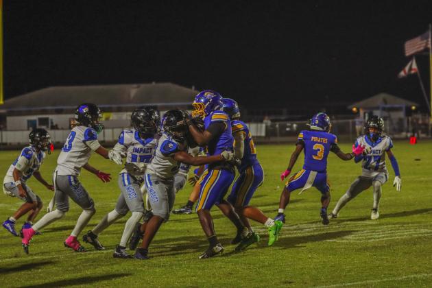 Pirate football on Oct. 24, in Week 10 of High School Football. Photo by Ashley Chandler/News-Leader