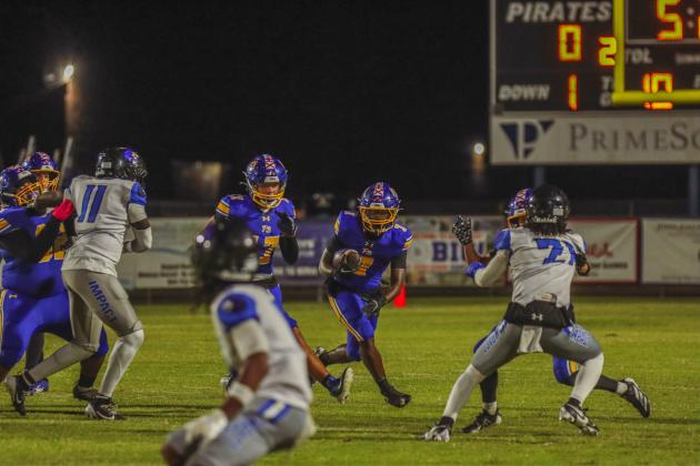 Pirate football on Oct. 24, in Week 10 of High School Football. Photo by Ashley Chandler/News-Leader