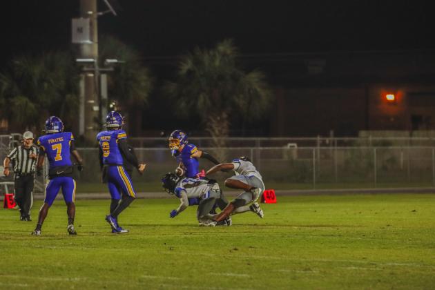 Pirate football on Oct. 24, in Week 10 of High School Football. Photo by Ashley Chandler/News-Leader