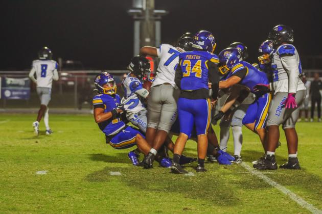 Pirate football on Oct. 24, in Week 10 of High School Football. Photo by Ashley Chandler/News-Leader