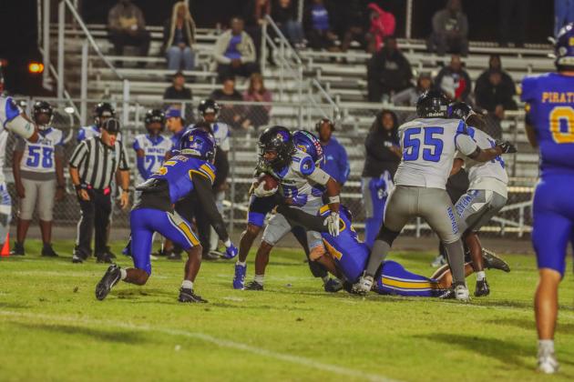 Pirate football on Oct. 24, in Week 10 of High School Football. Photo by Ashley Chandler/News-Leader