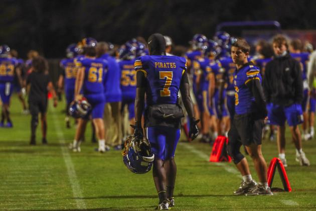 Pirate football on Oct. 24, in Week 10 of High School Football. Photo by Ashley Chandler/News-Leader