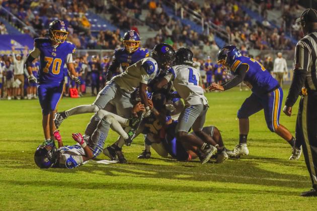 Pirate football on Oct. 24, in Week 10 of High School Football. Photo by Ashley Chandler/News-Leader