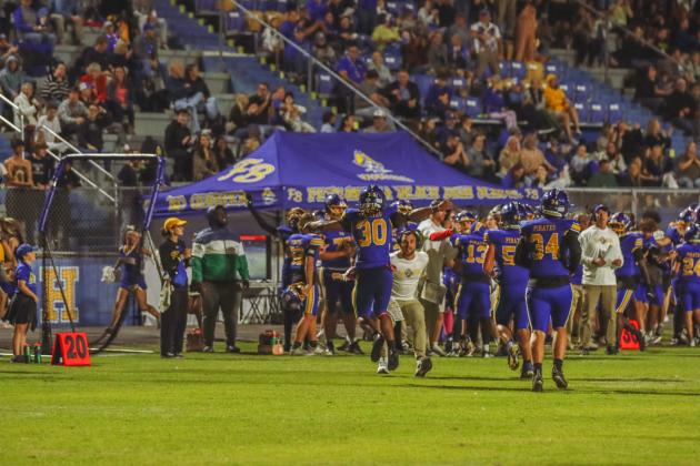 Pirate football on Oct. 24, in Week 10 of High School Football. Photo by Ashley Chandler/News-Leader