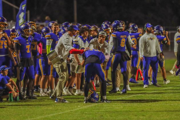 Pirate football on Oct. 24, in Week 10 of High School Football. Photo by Ashley Chandler/News-Leader