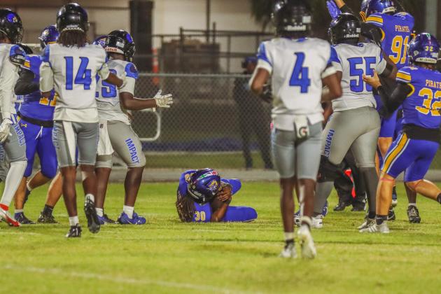 Pirate football on Oct. 24, in Week 10 of High School Football. Photo by Ashley Chandler/News-Leader