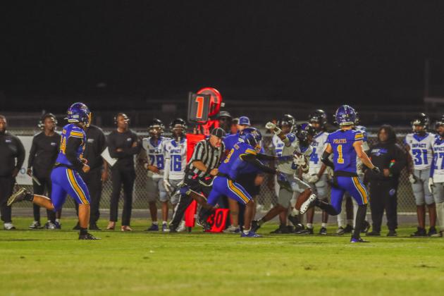 Pirate football on Oct. 24, in Week 10 of High School Football. Photo by Ashley Chandler/News-Leader