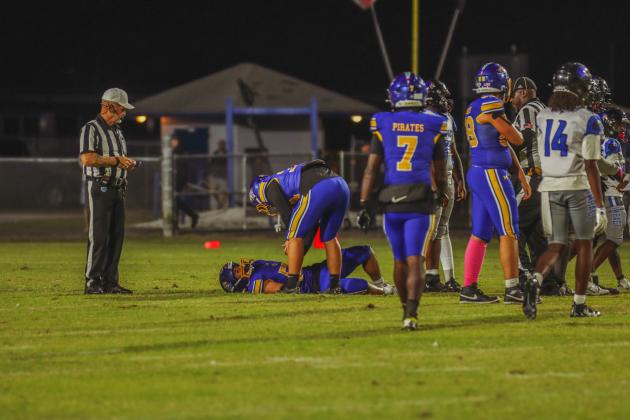 Pirate football on Oct. 24, in Week 10 of High School Football. Photo by Ashley Chandler/News-Leader