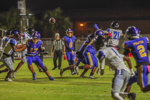 Pirate football on Oct. 24, in Week 10 of High School Football. Photo by Ashley Chandler/News-Leader