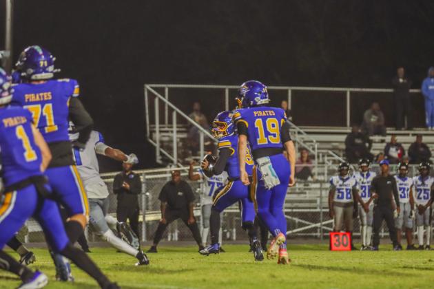 Pirate football on Oct. 24, in Week 10 of High School Football. Photo by Ashley Chandler/News-Leader