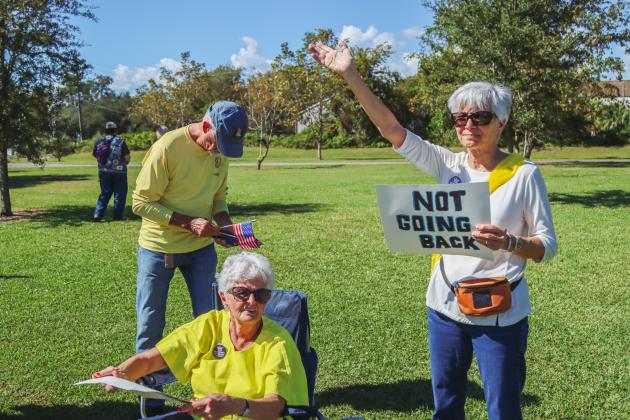 A "No Kings" demonstration was held at Eighth and Lime streets on Saturday in downtown Fernandina Beach. Photo by Ashley Chandler/News-Leader