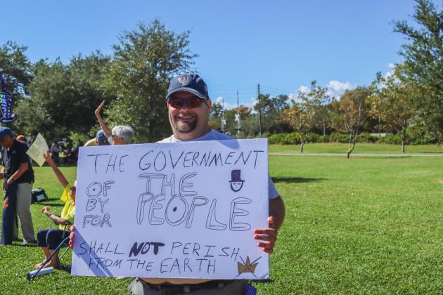 A "No Kings" demonstration was held at Eighth and Lime streets on Saturday in downtown Fernandina Beach. Photo by Ashley Chandler/News-Leader