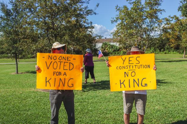 A "No Kings" demonstration was held at Eighth and Lime streets on Saturday in downtown Fernandina Beach. Photo by Ashley Chandler/News-Leader
