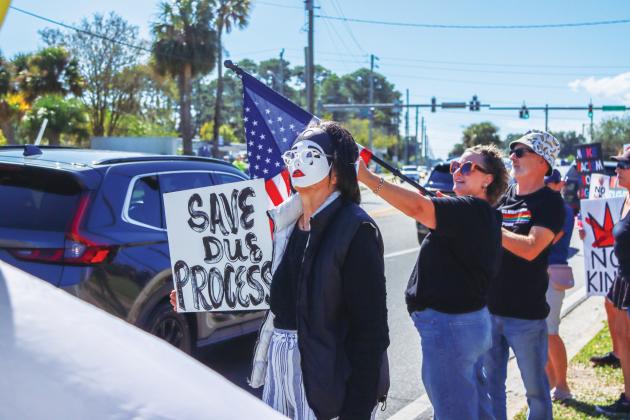 A "No Kings" demonstration was held at Eighth and Lime streets on Saturday in downtown Fernandina Beach. Photo by Ashley Chandler/News-Leader