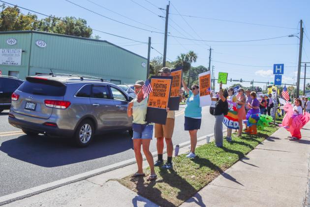 A "No Kings" demonstration was held at Eighth and Lime streets on Saturday in downtown Fernandina Beach. Photo by Ashley Chandler/News-Leader