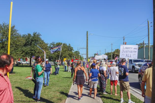 A "No Kings" demonstration was held at Eighth and Lime streets on Saturday in downtown Fernandina Beach. Photo by Ashley Chandler/News-Leader