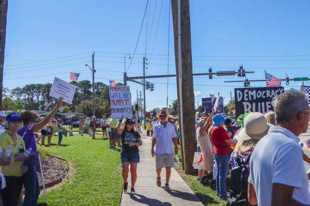A "No Kings" demonstration was held at Eighth and Lime streets on Saturday in downtown Fernandina Beach. Photo by Ashley Chandler/News-Leader