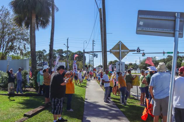 A "No Kings" demonstration was held at Eighth and Lime streets on Saturday in downtown Fernandina Beach. Photo by Ashley Chandler/News-Leader
