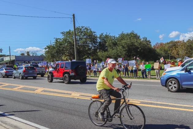 A "No Kings" demonstration was held at Eighth and Lime streets on Saturday in downtown Fernandina Beach. Photo by Ashley Chandler/News-Leader