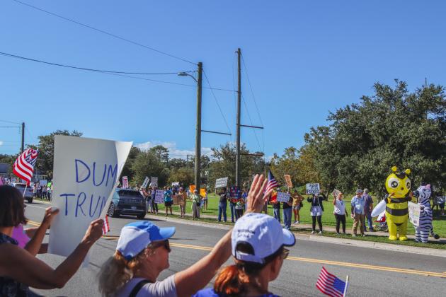 A "No Kings" demonstration was held at Eighth and Lime streets on Saturday in downtown Fernandina Beach. Photo by Ashley Chandler/News-Leader