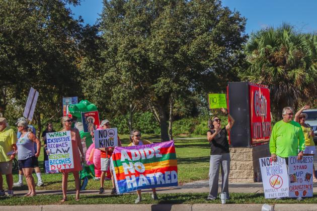 A "No Kings" demonstration was held at Eighth and Lime streets on Saturday in downtown Fernandina Beach. Photo by Ashley Chandler/News-Leader
