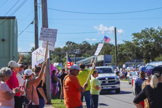 A "No Kings" demonstration was held at Eighth and Lime streets on Saturday in downtown Fernandina Beach. Photo by Ashley Chandler/News-Leader