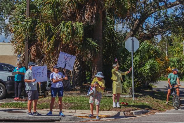 A "No Kings" demonstration was held at Eighth and Lime streets on Saturday in downtown Fernandina Beach. Photo by Ashley Chandler/News-Leader