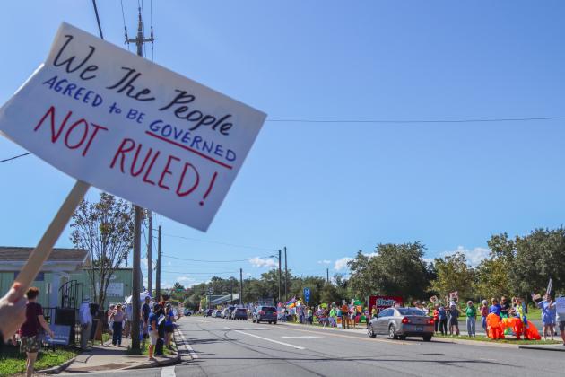 A "No Kings" demonstration was held at Eighth and Lime streets on Saturday in downtown Fernandina Beach. Photo by Ashley Chandler/News-Leader