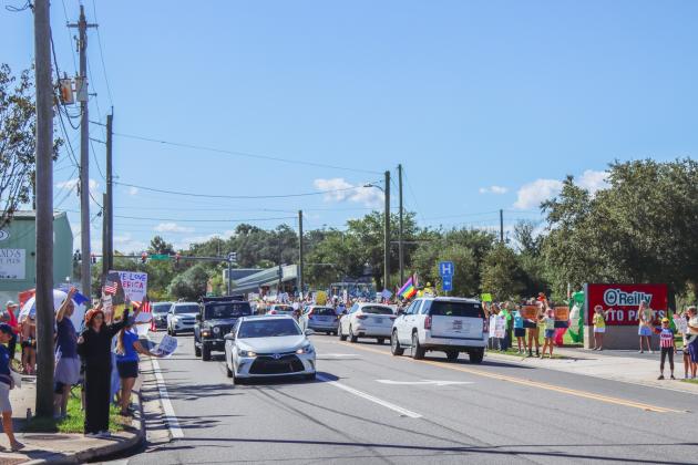 A "No Kings" demonstration was held at Eighth and Lime streets on Saturday in downtown Fernandina Beach. Photo by Ashley Chandler/News-Leader