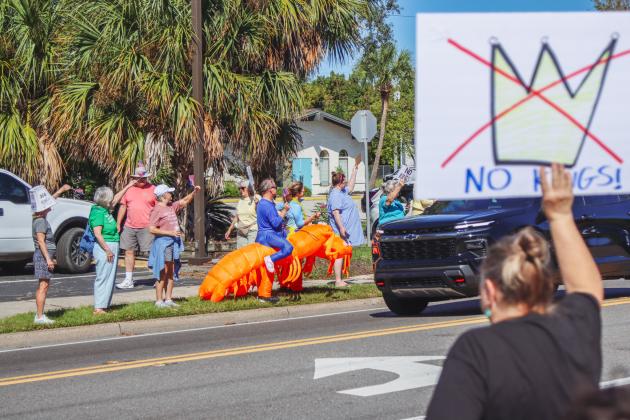 A "No Kings" demonstration was held at Eighth and Lime streets on Saturday in downtown Fernandina Beach. Photo by Ashley Chandler/News-Leader
