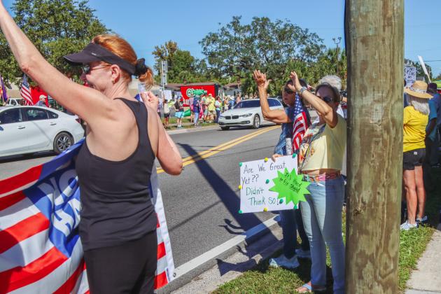 A "No Kings" demonstration was held at Eighth and Lime streets on Saturday in downtown Fernandina Beach. Photo by Ashley Chandler/News-Leader