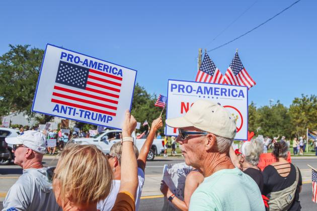 A "No Kings" demonstration was held at Eighth and Lime streets on Saturday in downtown Fernandina Beach. Photo by Ashley Chandler/News-Leader