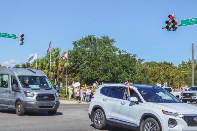 A "No Kings" demonstration was held at Eighth and Lime streets on Saturday in downtown Fernandina Beach. Photo by Ashley Chandler/News-Leader