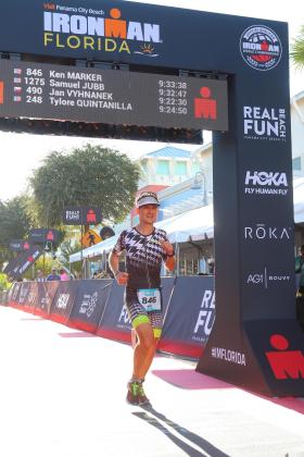 Ken Marker crosses the finish line